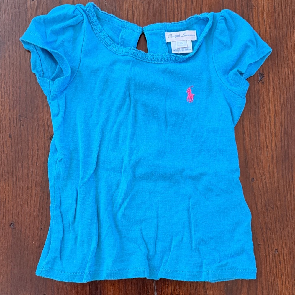 Ralph Lauren Turquoise Short Sleeve Tee with Pink Pony